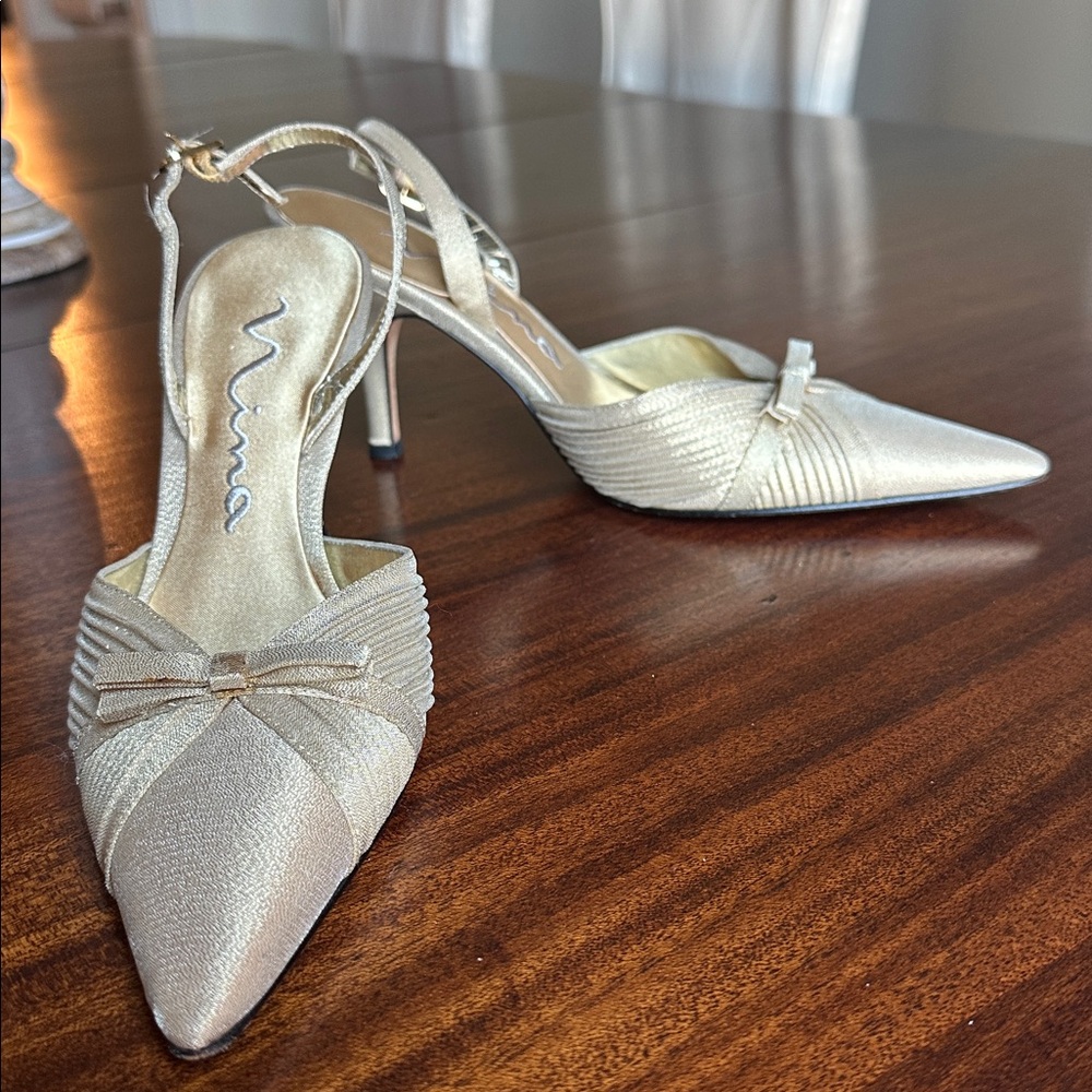 Nina Metallic Gold Pointed Heels